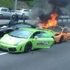 حادث قوي : ثلاث سيارات لامبورجيني تحطم بعضها البعض و تحترق Lamborghinis